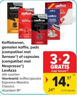 Carrefour Koffiebonen, gemalen koffie, pads (compatibel met Senseo®) of capsules (compatibel met Nespresso®) LavAzza aanbieding