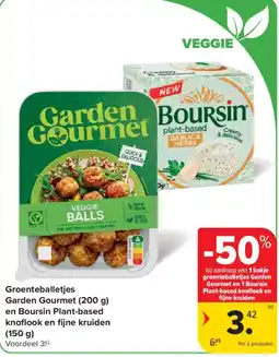 Carrefour Groenteballetjes Garden Gourmet en Boursin Plant-based knoflook en fijne kruiden aanbieding