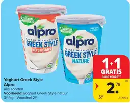 Carrefour Yoghurt Greek Style Alpro aanbieding