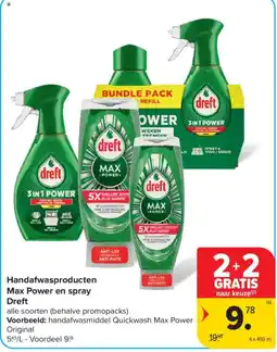 Carrefour Handafwasproducten Max Power en spray Dreft aanbieding