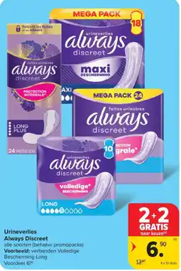 Carrefour Urineverlies Always Discreet aanbieding