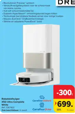 Carrefour Robotstofzuiger X50 Ultra Complete White aanbieding