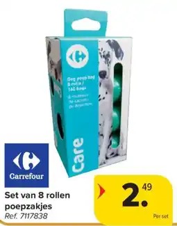 Carrefour Set van 8 rollen poepzakjes aanbieding