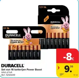 Carrefour Duracell set van 16 batterijen power boost aanbieding