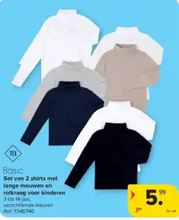 Carrefour Basic set van 2 shirts met lange mouwen en rolkraag voor kinderen aanbieding