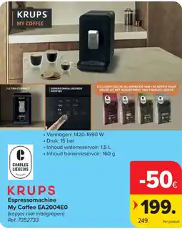 Carrefour Krups espressomachine my coffee ea2004e0 aanbieding