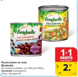 Carrefour Peulvruchten en mais Bonduelle aanbieding