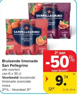 Carrefour Bruisende limonade San Pellegrino aanbieding