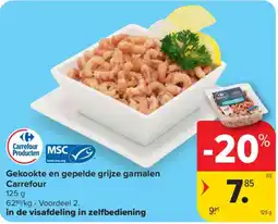 Carrefour Gekookte en gepelde grijze garnalen aanbieding