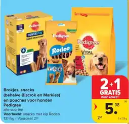 Carrefour Brokjes, snacks en pouches voor honden Pedigree aanbieding
