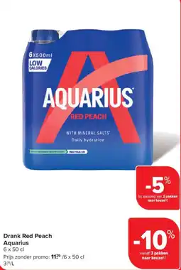 Carrefour Drank Red Peach Aquarius aanbieding