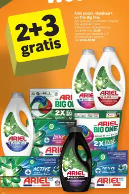 Albert Heijn Ariel pods+ vloeibaar+ en The Big One aanbieding