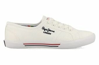 Berca Shoes Pepe Jeans Sneaker Laag Dames Trend Clean White Aberlady Basic - Wit aanbieding