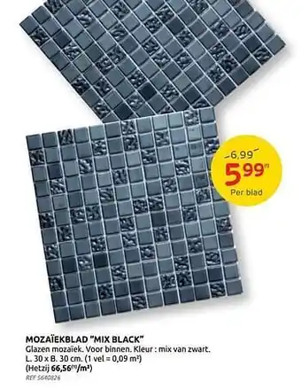 Brico Mozaïekblad mix black aanbieding