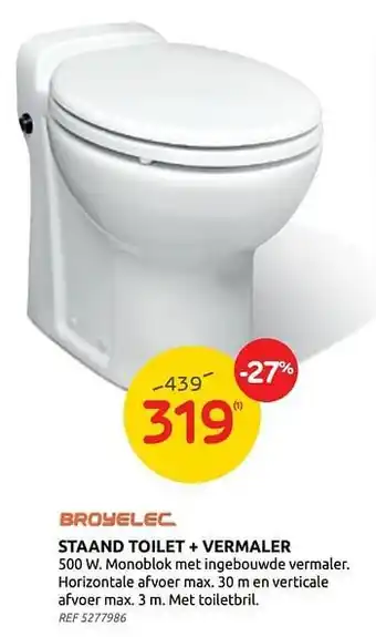 Staand toilet + vermaler broyelec