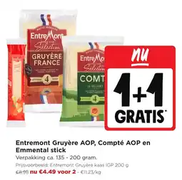 Jumbo Entremont Gruyère AOP, Compté AOP en Emmental stick aanbieding