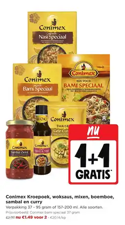Jumbo Conimex kroepoek, woksaus, mixen, boemboe, sambal en curry aanbieding