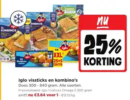 Jumbo Iglo vissticks en kombino's aanbieding
