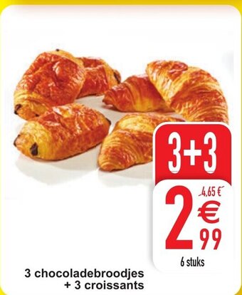 Cora 3 Chocoladebroodjes + 3 croissants aanbieding
