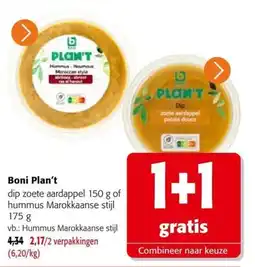 Colruyt Boni Plan't dip zoete aardappel of hummus Marokkaanse stijl aanbieding