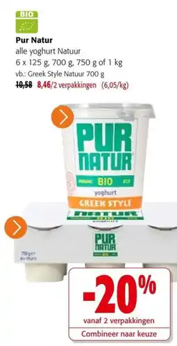 Colruyt Pur Natur alle yoghurt Natuur aanbieding