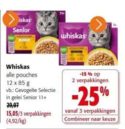 Colruyt Whiskas alle pouches aanbieding