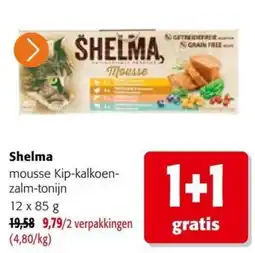 Colruyt Shelma mousse Kip-kalkoen-zalm-tonijn aanbieding