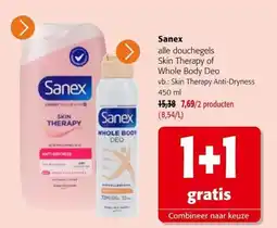 Colruyt Sanex alle douchegels Skin Therapy of Whole Body Deo aanbieding