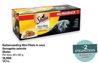 Carrefour Kattenvoeding mini filets in saus gevogelte selectie sheba aanbieding