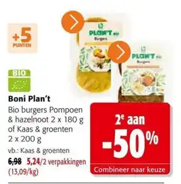 Colruyt Boni Plan't Bio burgers aanbieding