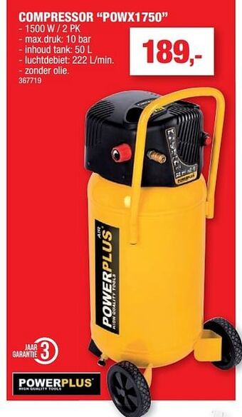 Hubo Powerplus compressor powx1750 aanbieding