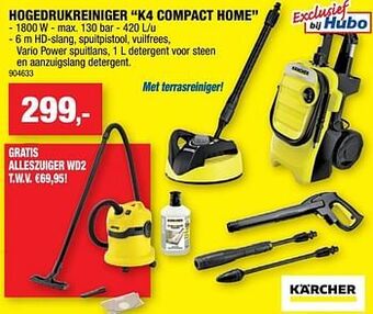 Hubo Kärcher hogedrukreiniger k4 compact home aanbieding