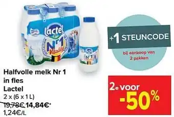 Carrefour Halfvolle melk nr 1 in fles lactel aanbieding
