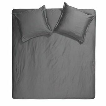 Leen Bakker Cinderella dekbedovertrek Uni - antraciet - 200x200/220 cm - Leen Bakker aanbieding