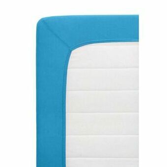 Leen Bakker Hoeslaken Jersey - azuurblauw - 90x200 cm - Leen Bakker aanbieding