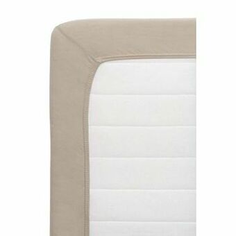 Leen Bakker Hoeslaken Jersey - taupe - 90x200 cm - Leen Bakker aanbieding
