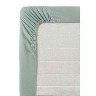 Leen Bakker Hoeslaken topdekmatras percale katoen - grijsgroen - 90x200 cm - Leen Bakker aanbieding