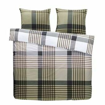 Leen Bakker Comfort dekbedovertrek James - groen - 240x200/220 cm - Leen Bakker aanbieding