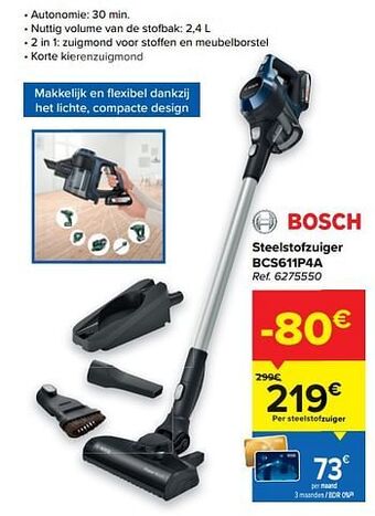 Bosch steelstofzuiger bcs611p4a