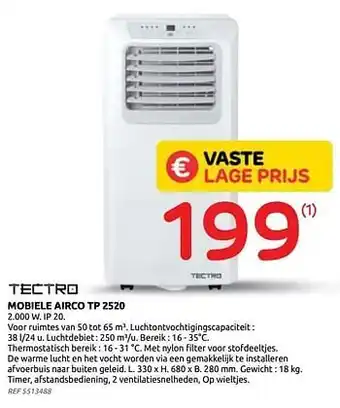 Brico Tectro mobiele airco tp 2520 aanbieding