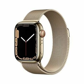 AUVA Apple Watch Series 7 41mm Cellular - Roestvrij Staal Goud - Milanese Band Goud aanbieding