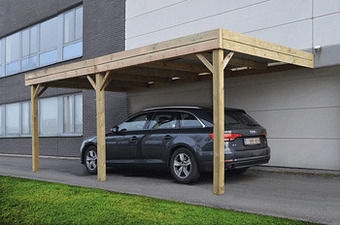 Makro Carport hout enkel 314 x 609 cm aanbouwmodel aanbieding