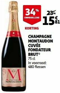 Auchan Champagne montaudon cuvée fondateur brut aanbieding