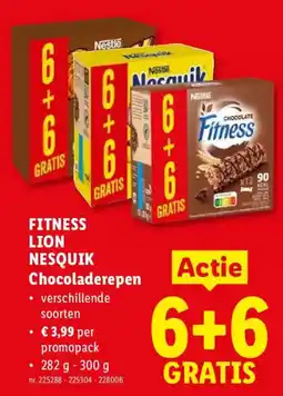 Lidl fitness lion nesquik chocoladerepen aanbieding