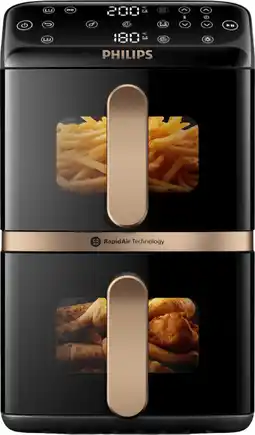 Coolblue Philips Airfryer Dual Stacked 4000 Series NA462/70 aanbieding