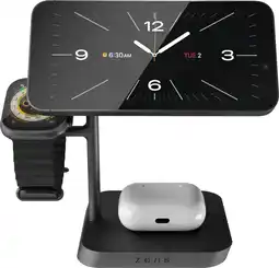 Coolblue Zens 3-en-1 MagSafe et Qi2 Chargeur Sans Fil 15 W avec Support et Support pour Watch aanbieding