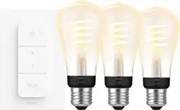 Coolblue Philips Hue Filament White Ambiance Edison Lot de 3 + Variateur aanbieding