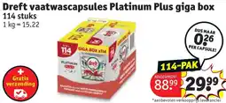Kruidvat Dreft vaatwascapsules Platinum Plus aanbieding