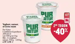 Delhaize Yoghurt, natuur, of verse room aanbieding