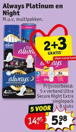 Kruidvat Always Platinum en Night aanbieding